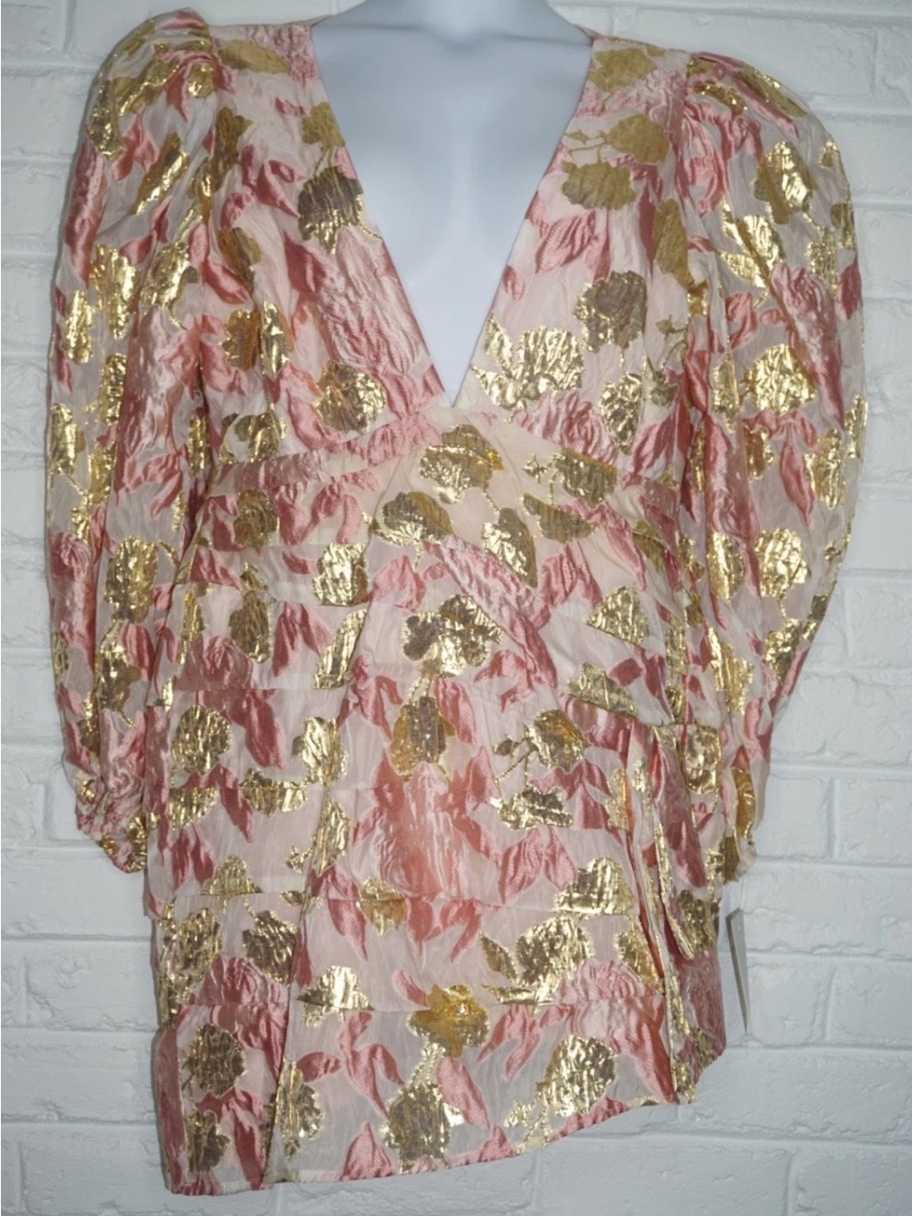 For Love & Lemons Montmartre Pink & Gold Brocade Dress Size: XL NWT Feminine